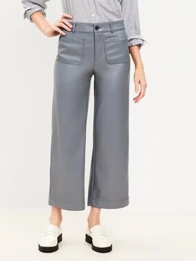 LOFT Colette Palmer Wide Leg Crop Pants In Faux Leather